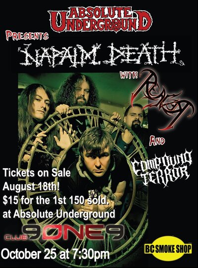 NAPALM DEATH - VICTORIA: Napalm Death, Reaver, Compound Terror @ Distrikt Oct 25 2011 - May 7th @ Distrikt