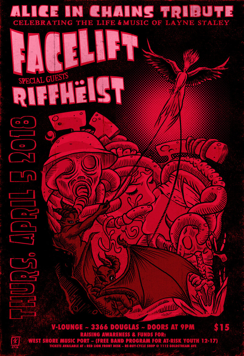AIC Facelift Tribute - Celebrating the Life & Music of Layne Staley: Facelift, Riffheist @ V-lounge Apr 5 2018 - May 5th @ V-lounge