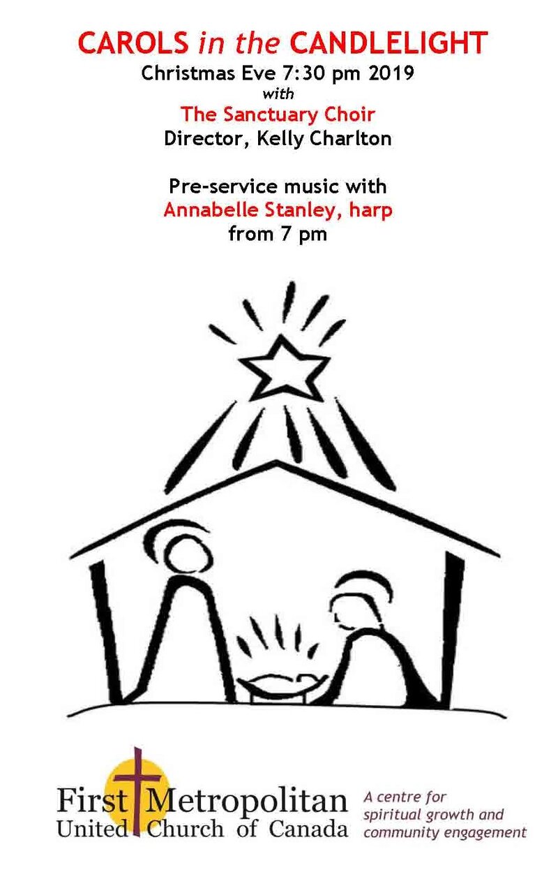 Carols in the Candlelight: Kelly Charlton, with the Sanctuary Choir, Annabelle Stanley, Harp @ United Commons (First Metropolitan United Church) Dec 24 2019 - May 6th @ United Commons (First Metropolitan United Church)