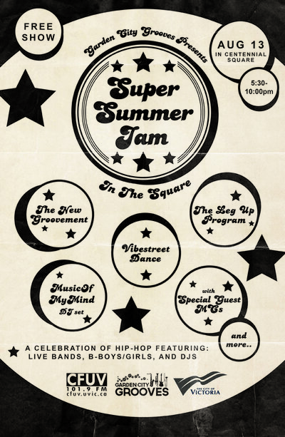 Garden City Grooves presents Super Summer Jam (in the Square): The New Groovement, The Leg-Up Program, Vibestreet Dance, musicofmymind @ Centennial Square Aug 13 2014 - May 6th @ Centennial Square