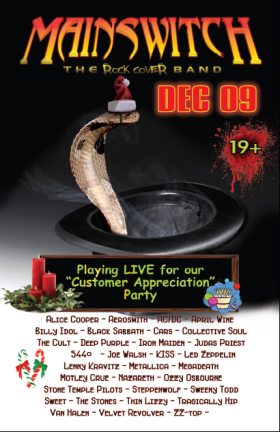 Soprano's Customer Appreciation XMAS Party with: MAINSWITCH @ Soprano's Dec 9 2007 - Jun 9th @ Soprano's
