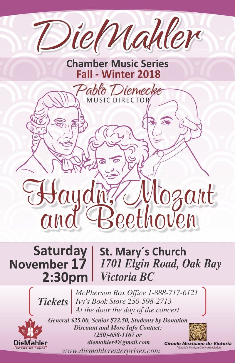 Haydn, Mozart and Beethoven Program: DieMahler  Ensemble @ St. Mary's Anglican Church Nov 17 2018 - May 7th @ St. Mary's Anglican Church