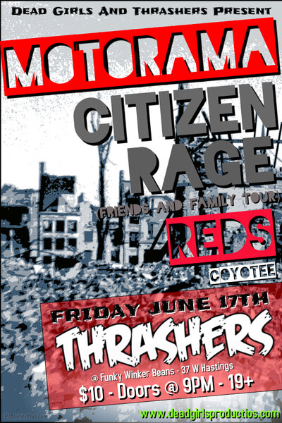 Motorama, Citizen Rage (Calgary), Reds, COYOTEE @ Funky Winker Beans Jun 17 2016 - May 16th @ Funky Winker Beans
