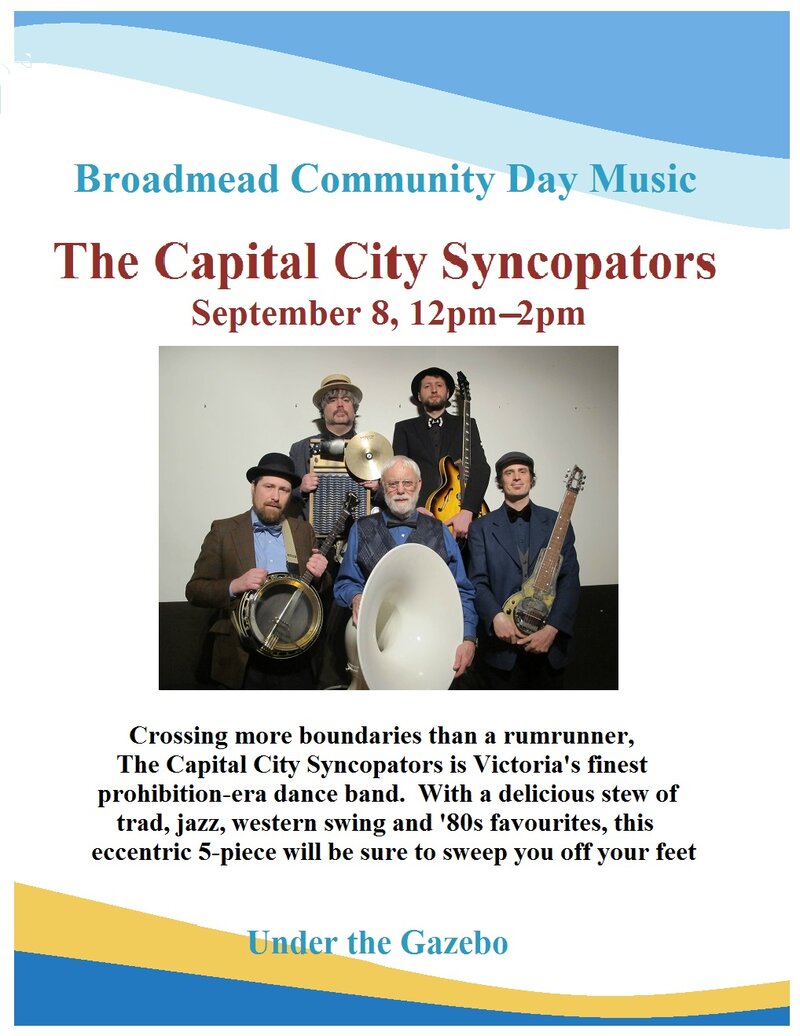 Broadmead Community Day: Capital City Syncopators @ Broadmead Village Shopping Centre Sep 8 2019 - May 8th @ Broadmead Village Shopping Centre