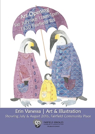 Erin Vanessa Art Exhibit: Erin Vanessa  (Art + Illustration) @ Fairfield Hall Jul 9 2016 - May 7th @ Fairfield Hall