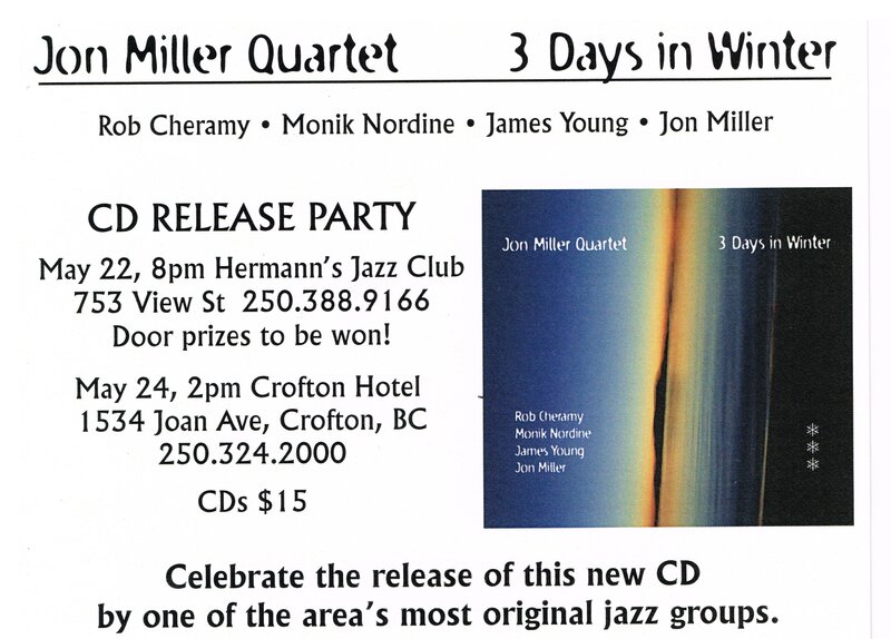 CD Release Party: Jon Miller Quartet @ Hermann's Jazz Club May 22 2015 - May 8th @ Hermann's Jazz Club