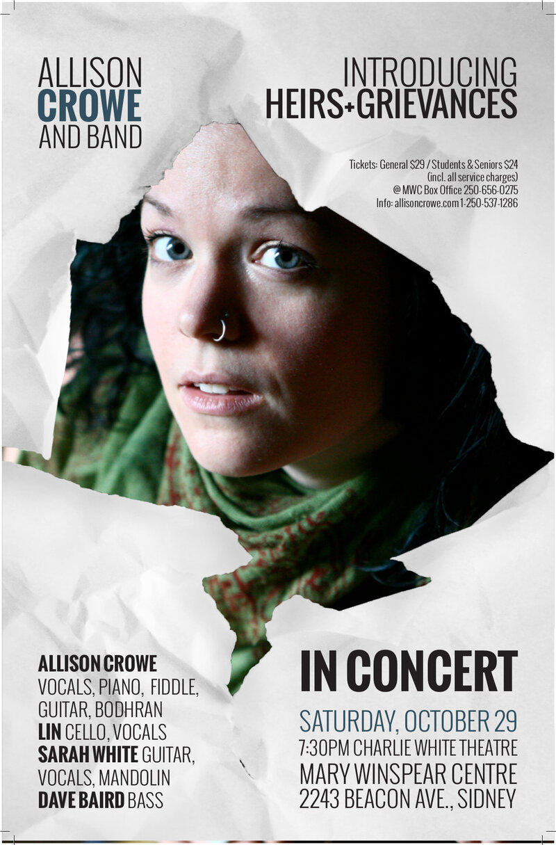 Allison Crowe @ Mary Winspear Centre Oct 29 2016 - May 13th @ Mary Winspear Centre