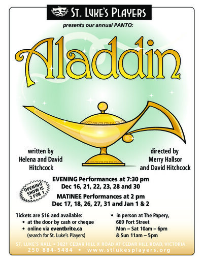 ALaddin A Christmas Panto @ St. Luke's Players - Dec 16, 2016