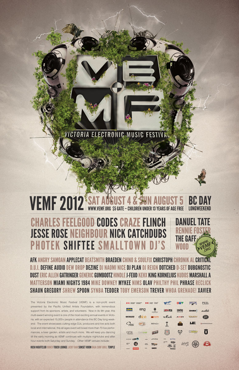 Toby Emerson, Davin Greenwell, RENNIE FOSTER , The Angry Samoan, Applecat, Christoph Maitland, BEATSMITH, braeden, Alistair Stewart, Jaime Yates, Brent Kral, Blair, Dj craze, Dj Photek, Jesse Rose, Charles Feelgood, Shiftee, Flinch, Codes @ Centennial Square Aug 4 2012 - May 6th @ Centennial Square