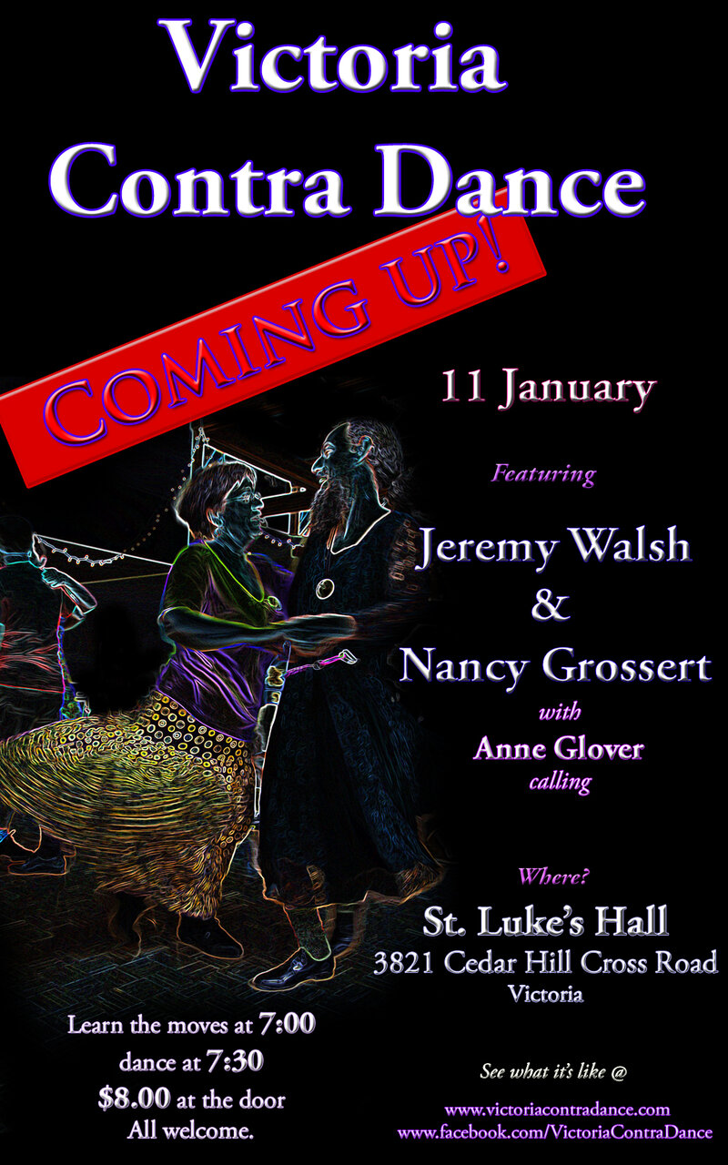 Victoria Contra Dance with Jeremy Walsh & Nancy Grossert, Anne Glover calling @ St. Luke's Hall - Jan 11, 2014