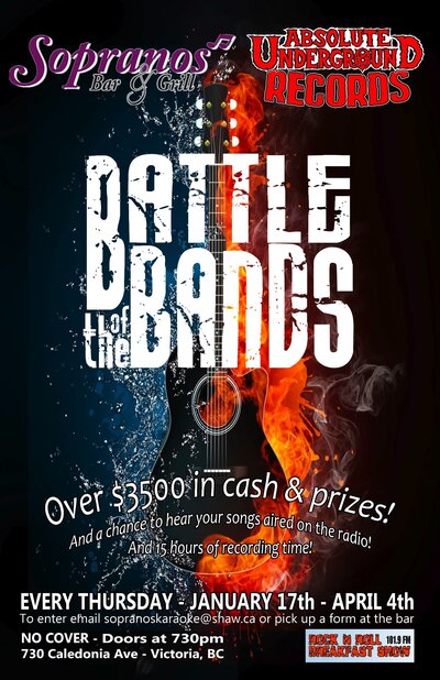 Battle of the Bands: 40 Acres OF Rust, Secondhand Habit @ Soprano's Feb 14 2013 - May 7th @ Soprano's