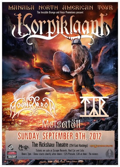Korpiklaani, Moonsorrow, Tyr, Metsatoll @ Rickshaw Theatre - Sep 09, 2012