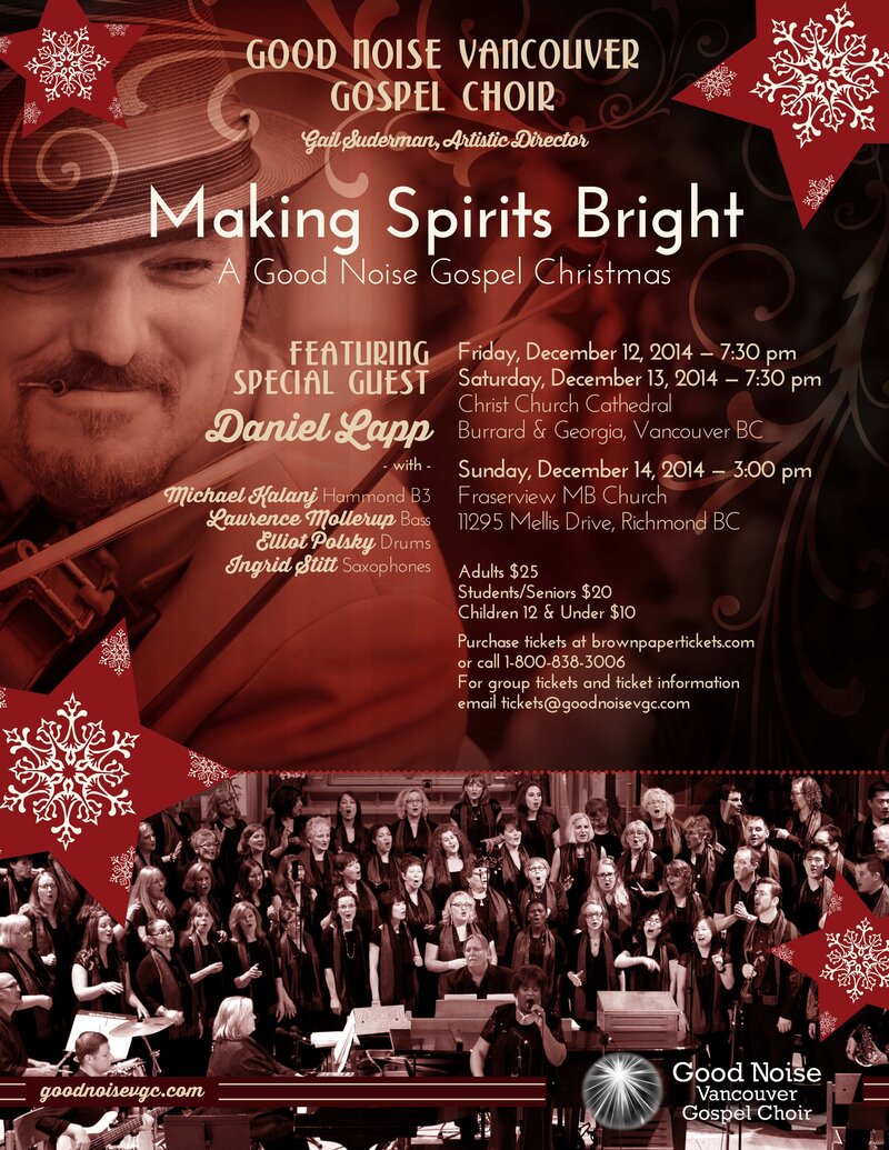 Good Noise Vancouver Gospel Choir, Daniel Lapp @ Christ Church Cathedral - Dec 12, 2014