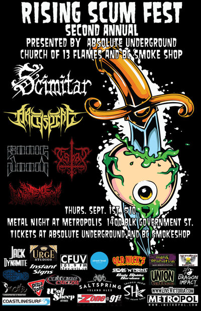 Rising Scum Fest Day 1 - Metal Show!!!: Scimitar, Archspire, Sonic Doom, Esbat, Patience In Purgatory @ Metropolis Sep 1 2011 - May 13th @ Metropolis