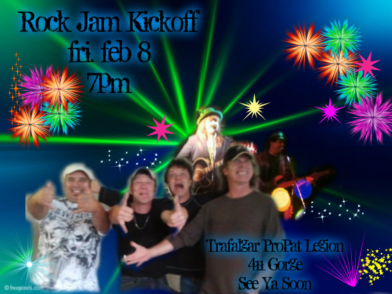 Rock Jam, Jeff Smiley, Terry Mackay, Brian Griffith, Shelley Vaags @ Trafalgar Pro Patria Legion Br 292 Feb 8 2013 - May 1st @ Trafalgar Pro Patria Legion Br 292