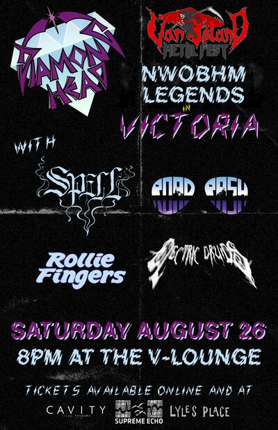 Vancouver Island Metal Festival Night 2: Diamond Head, Spell, ROAD RASH, Electric Druids, Rollie Fingers @ V-lounge - Aug 26, 2017