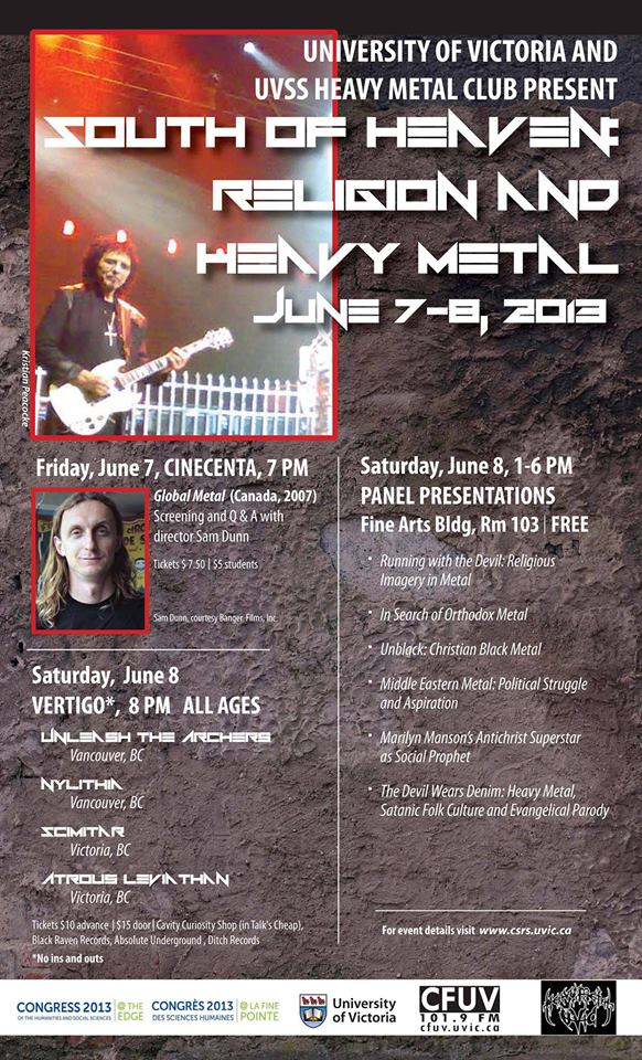 The musical performances of the Heavy Metal & Religion Symposium at UVic.: Unleash The Archers, Nylithia, Scimitar, Atrous Leviathan @ Vertigo - Jun 08, 2013