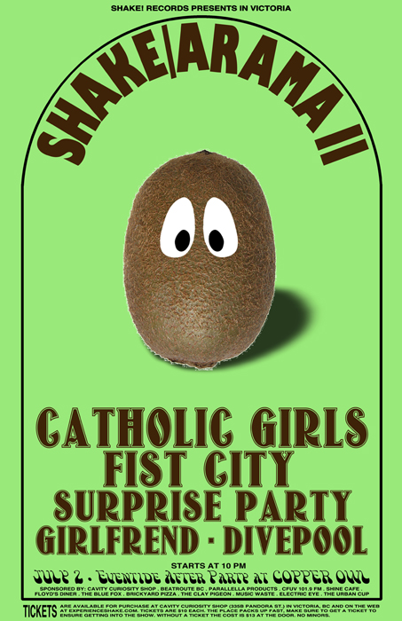 SHAKE/ARAMA II with: The Catholic Girls, Fist City, SURPRISE PARTY, Girlfrend, Divepool @ Copper Owl Jul 2 2015 - May 6th @ Copper Owl
