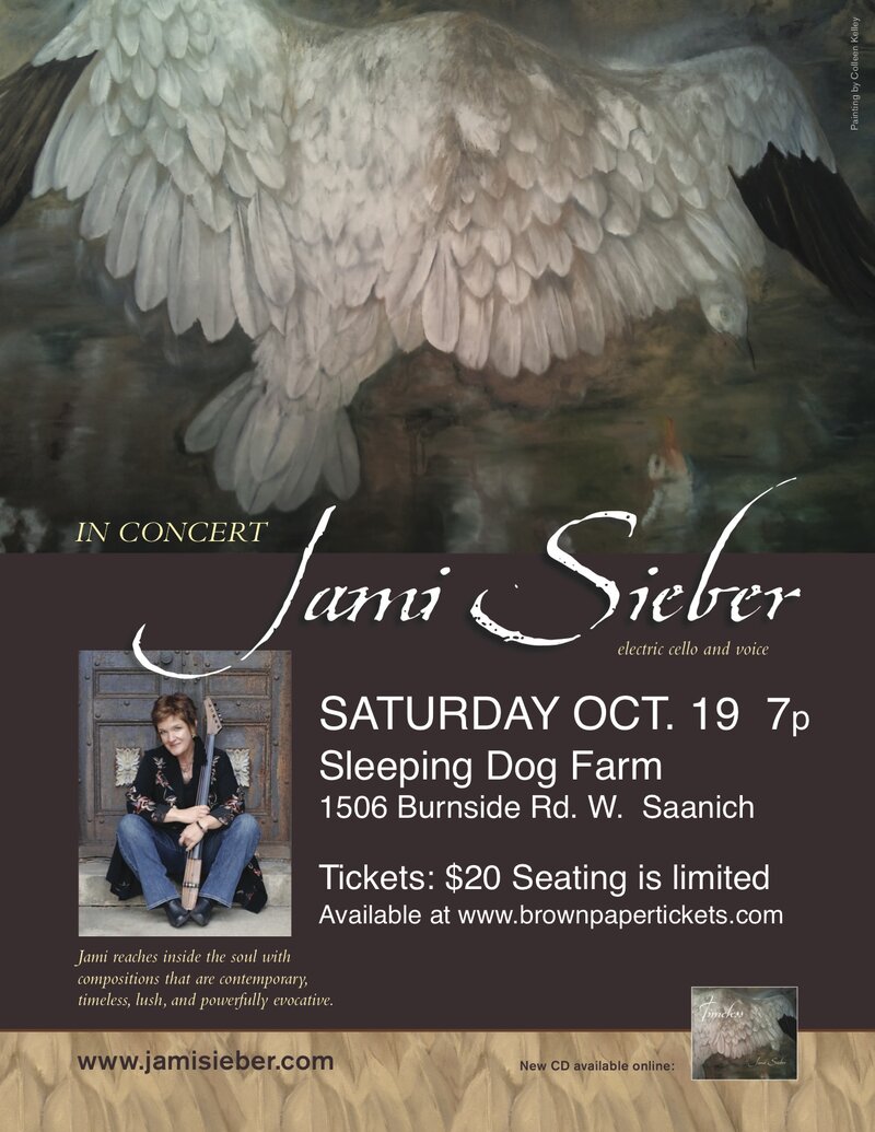 Electric cellist and vocalist Jami Sieber returns to Victoria to celebrate the release of her newest CD, Timeless.: Jami Sieber @ Sleeping Dog Farm - Oct 19, 2013