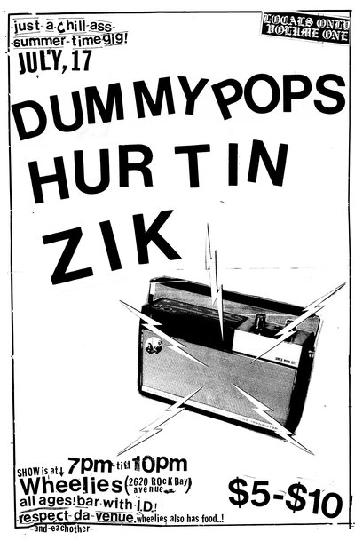 ALL AGES POP PUNK GIG.: dummy pops, Hurtin, Z!K @ Wheelies Motorcyles - Jul 17, 2015