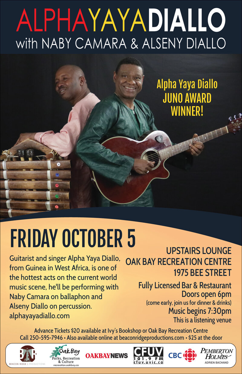 Juno Award Winner: Alpha Yaya Diallo, Naby Camara, Alseny Diallo @ Sports View Lounge Oct 5 2018 - May 6th @ Sports View Lounge