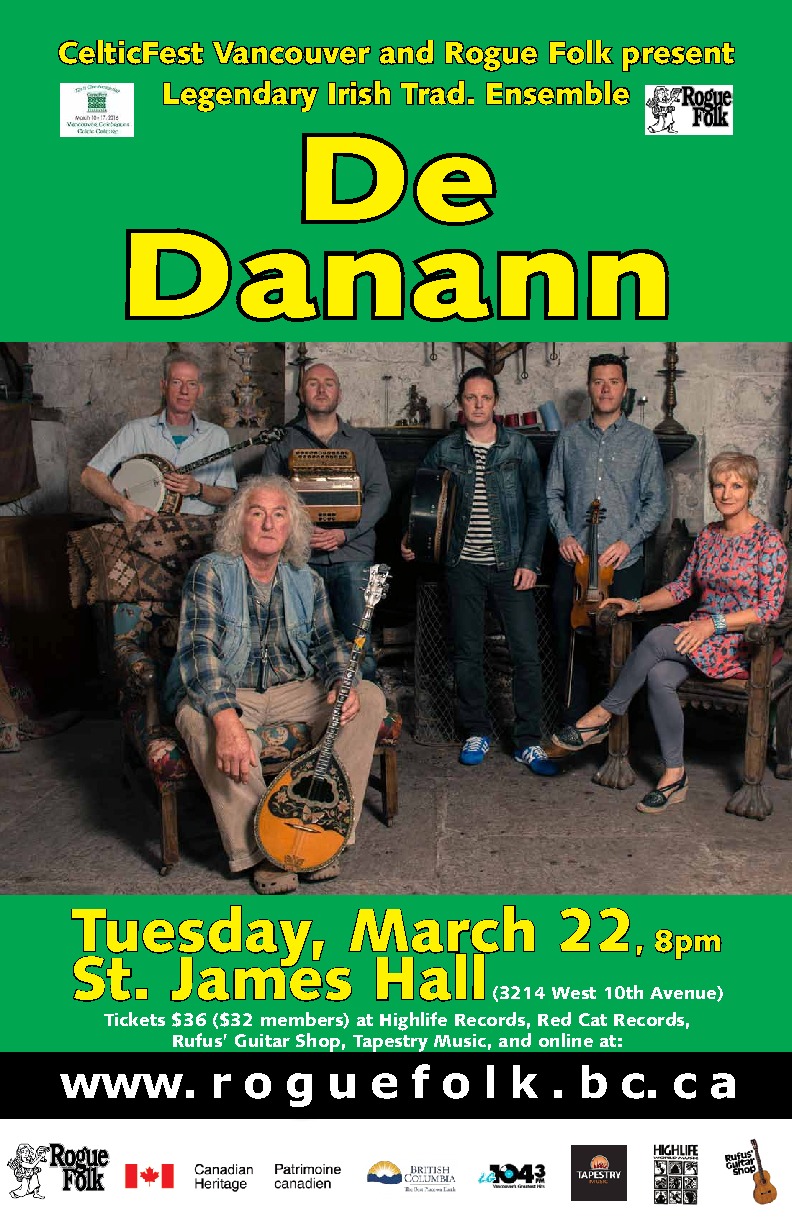 De Dannan @ St. James Community Hall Mar 22 2016 - Jun 24th @ St. James Community Hall
