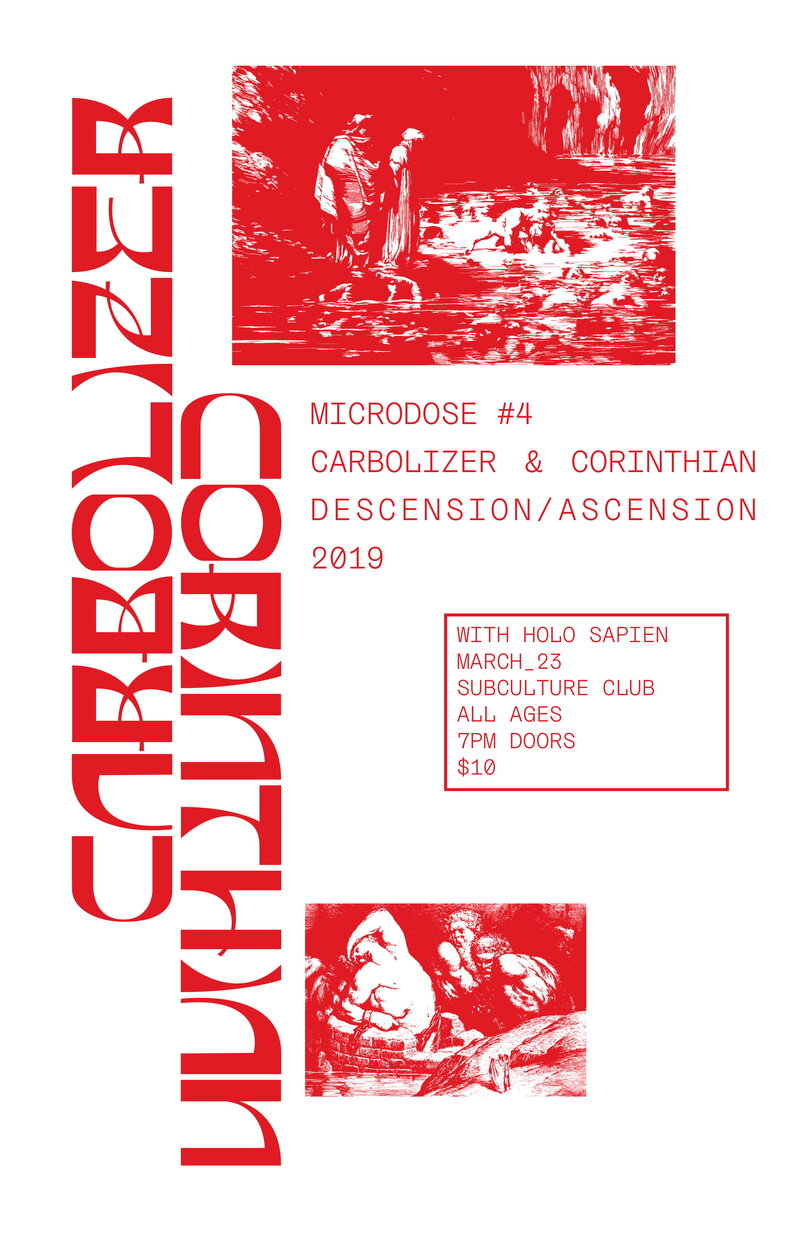 Corinthian, Carbolizer, Holo Sapien @ Subculture Club Mar 23 2019 - May 7th @ Subculture Club