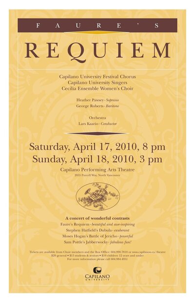 Capilano University Choirs @ BlueShore Financial Centre for the Performing Arts at Capilano U Apr 18 2010 - May 6th @ BlueShore Financial Centre for the Performing Arts at Capilano U