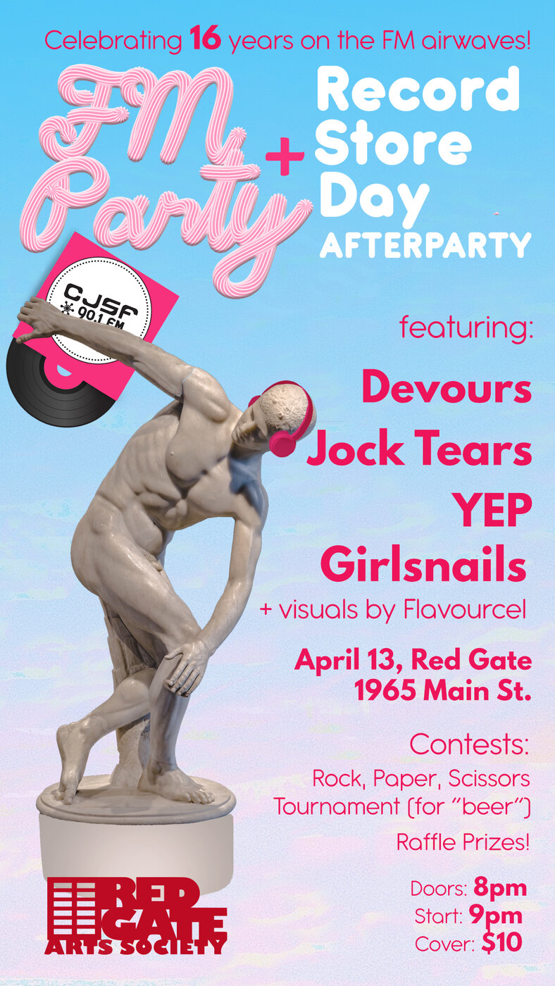 CJSF's 16th Anniversary FM Party (+ Record Store Day Afterparty): girlsnails, YEP, Jock Tears, DEVOURS @ The Red Gate Apr 13 2019 - May 6th @ The Red Gate