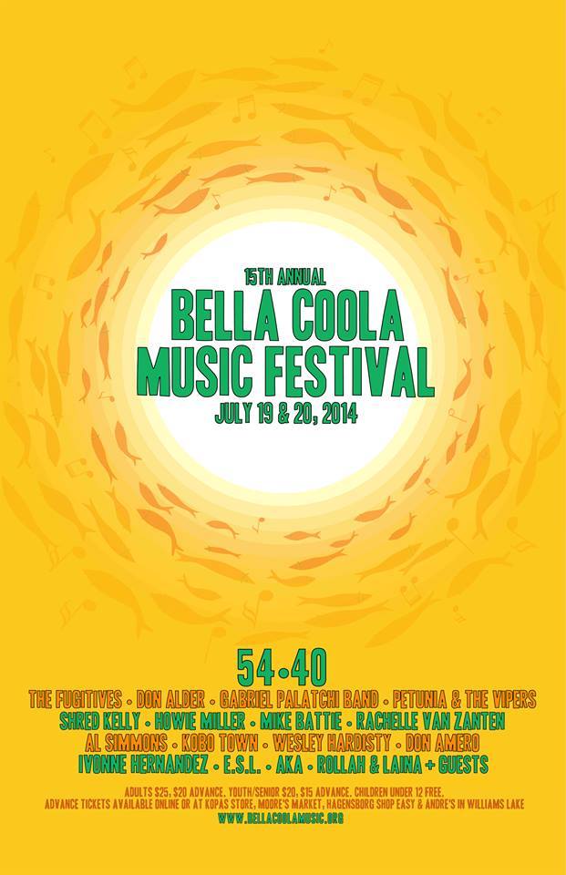 Bella Coola Music Festival: Don Alder, 54-40, Don Amero, Howie Miller, Rachelle Van Zanten, Wesley Hardisty, Kobo Town, Petunia and the Vipers, Ivonne Hernandez, Mike Battie @ Festival ground - Jul 19, 2014