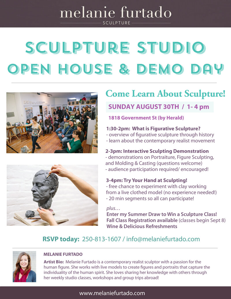 SCULPTURE STUDIO: Open House & Demo Day!: Melanie Furtado @ 1818 Government St - Aug 30, 2015