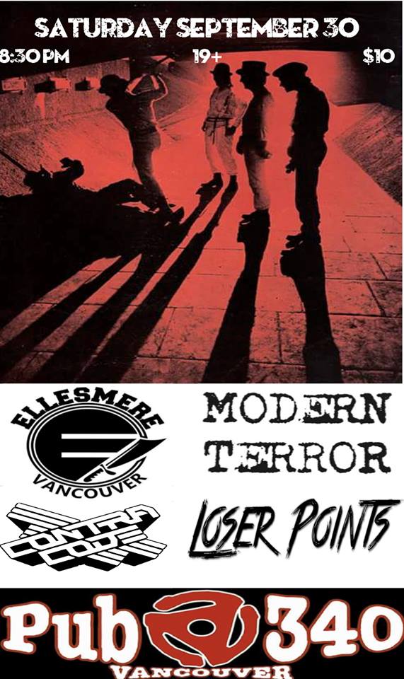 PUNK ROCK: Modern Terror, Ellesmere, Contra Code, Loser Points @ SBC 109 E Hastings St Sep 30 2017 - May 14th @ SBC 109 E Hastings St