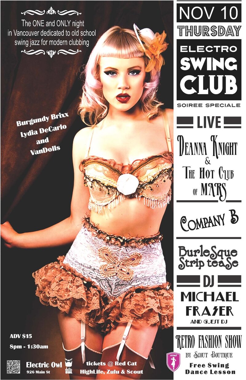 Electro Swing Club - Swing Affair: Hot Club of Mars, Company B, Michael Fraser @ Electric Owl Nov 10 2011 - May 7th @ Electric Owl