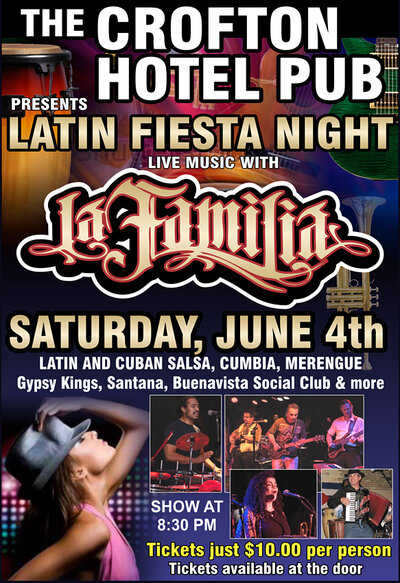 Latin Fiesta Night ft: La Familia Band @ Osborne Bay Pub  Jun 4 2016 - May 6th @ Osborne Bay Pub 