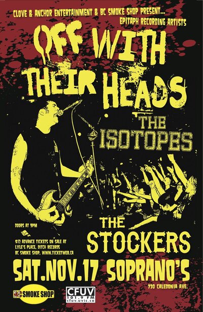 Off With Their Heads, Isotopes, The Stockers @ Soprano's Nov 17 2012 - May 7th @ Soprano's