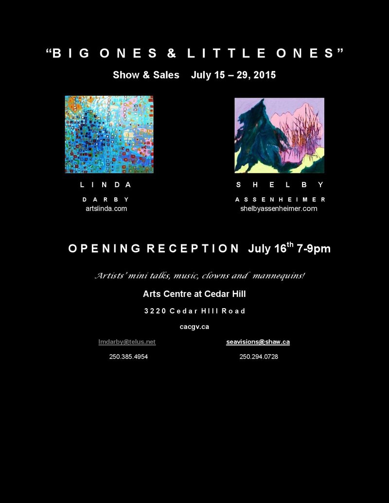 Title: Big Ones & Little Ones: , Shelby Assenheimer @  Art Centre at Cedar Hill - CACGV Main Gallery - Jul 16, 2015