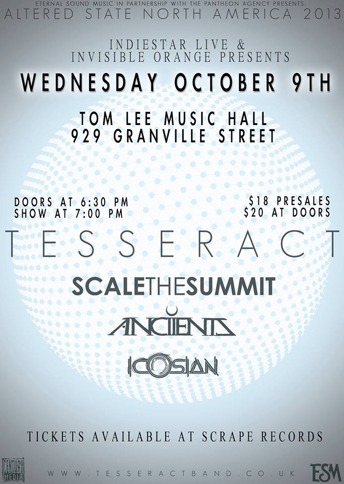 TesseracT, Scale the Summit, Anciients, Icosian @ Tom Lee Music Hall Oct 9 2013 - May 14th @ Tom Lee Music Hall