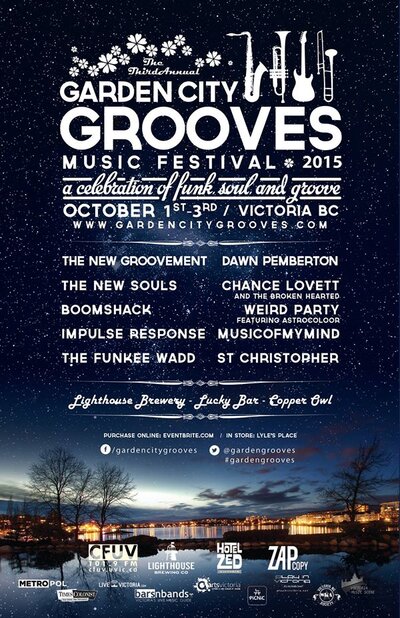 Garden City Grooves Night 2 - The New Groovement CD release: The New Groovement, Boomshack, Weird Party @ Lucky Bar Oct 2 2015 - May 16th @ Lucky Bar