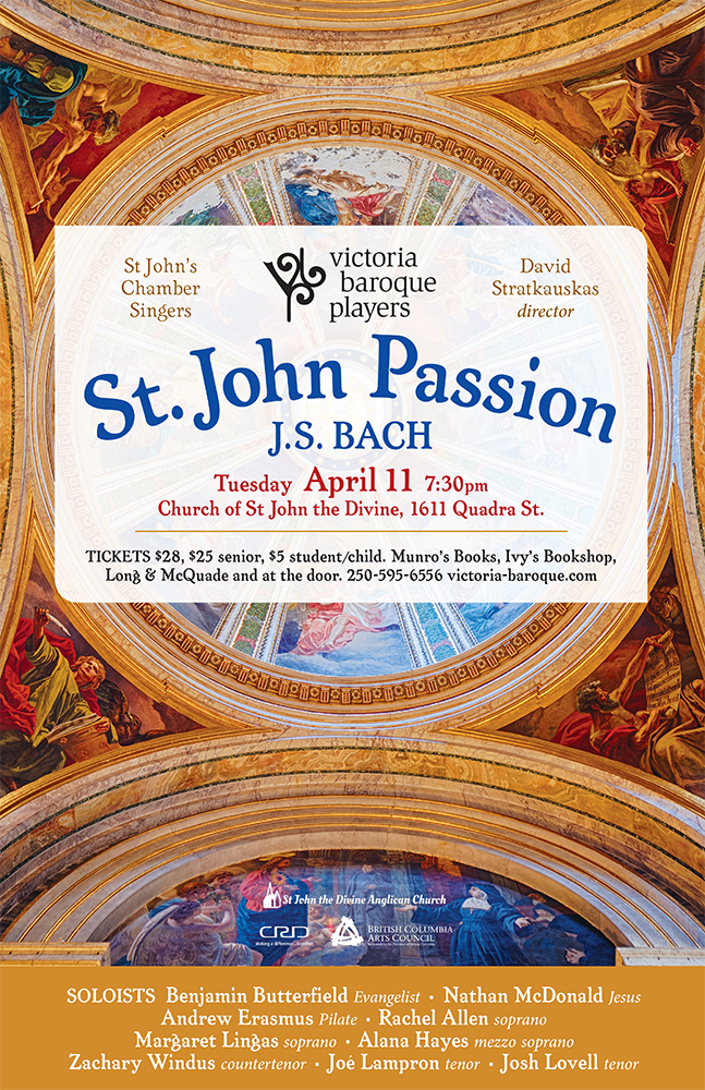Bach's St John Passion: Victoria Baroque @ St. John The Divine - Apr 11, 2017