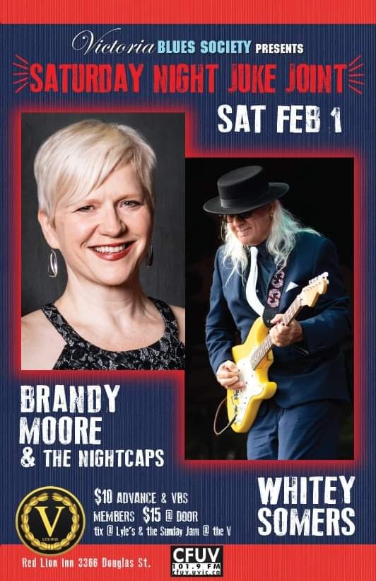 Saturday Night Juke Joint: Brandy Moore & the Nightcaps, Whitey Somers @ V-lounge Feb 1 2020 - May 6th @ V-lounge
