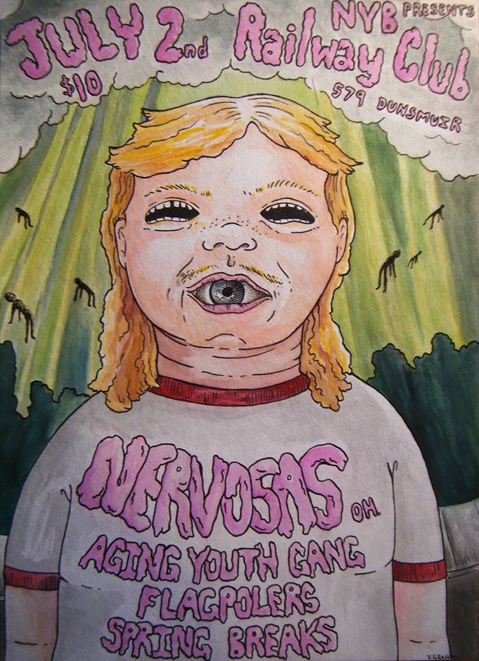 NERVOSAS (OH), Aging Youth Gang CANCELLED, Flagpolers, Spring Breaks @ Railway Club Jul 2 2015 - Jun 14th @ Railway Club