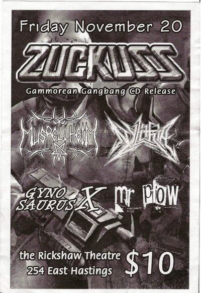 Zuckuss CD Release w/ Muspellheim: Zuckuss, Muspellheim @ Rickshaw Theatre Nov 20 2009 - May 9th @ Rickshaw Theatre