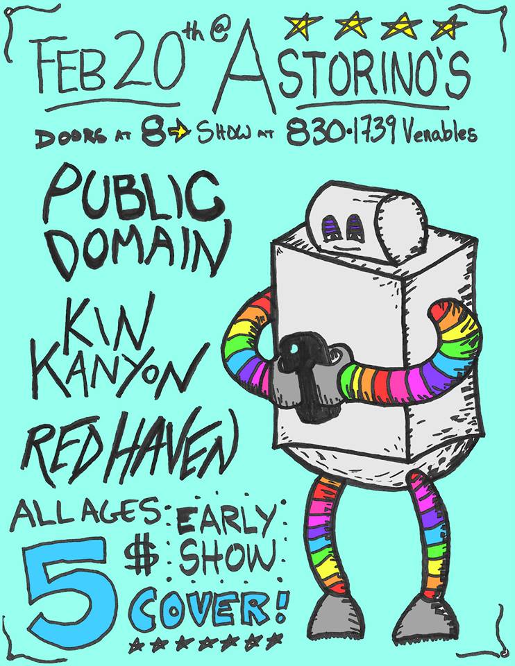Public Domain, Kin Kanyon, Red Haven @ Astorino's Feb 20 2014 - May 6th @ Astorino's