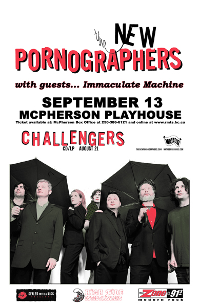 The New Pornographers, Immaculate Machine @ McPherson Playhouse Sep 13 2007 - May 6th @ McPherson Playhouse