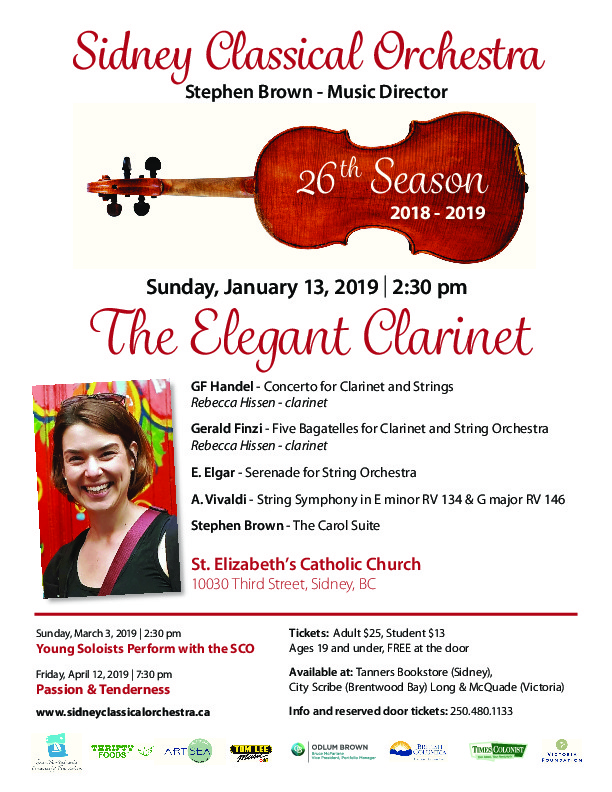 The Elegant Clarinet: Sidney Classical Orchestra @ St. Elizabeth's Catholic Church Jan 13 2019 - May 6th @ St. Elizabeth's Catholic Church