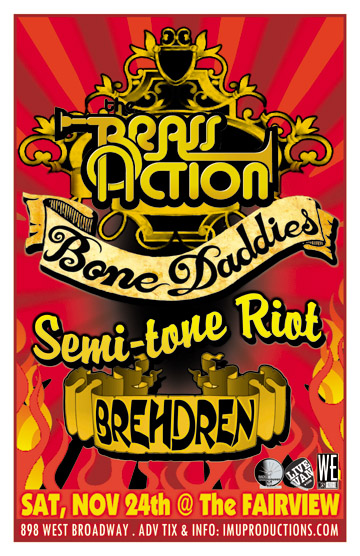 THIS SATURDAY! SKA-DANCE PARTY MADNESS!: The Brass Action, Bone Daddies, Semi-Tone Riot , Brehdren @ Fairview Pub Nov 24 2012 - May 8th @ Fairview Pub
