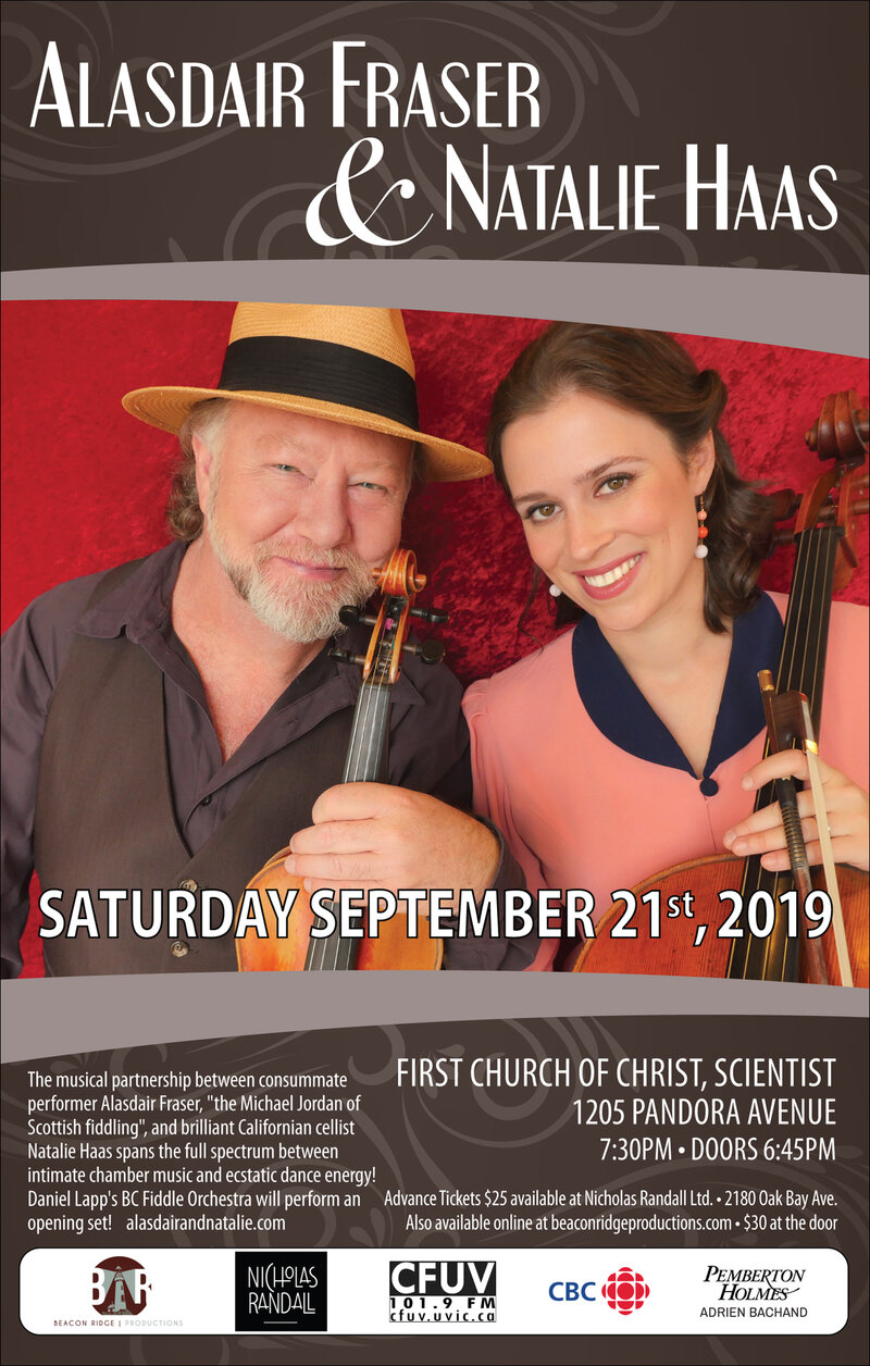 Award Winning Celtic Roots: Alasdair Fraser & Natalie Haas @ First Church of Christ, Scientist Sep 21 2019 - Jun 5th @ First Church of Christ, Scientist