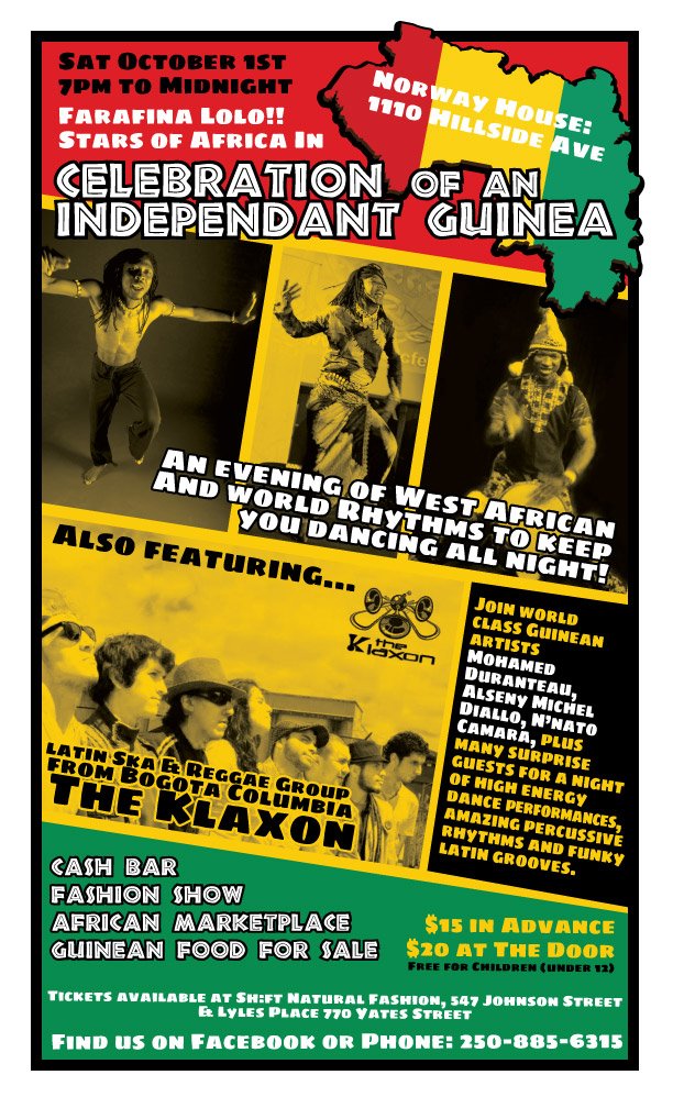 CELEBRATION OF AN INDEPENDENT GUINEA: Farafina Lolo, The Klaxon @ Sons of Norway Oct 1 2011 - May 8th @ Sons of Norway