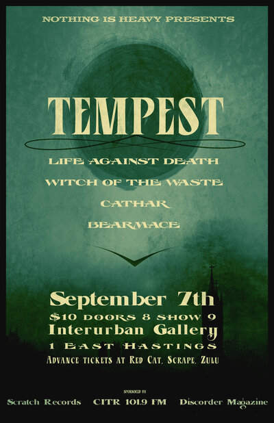 Tempest, life against death, Witch Of The Waste, Cathar, Bear Mace @ Interurban Gallery Sep 7 2012 - May 8th @ Interurban Gallery