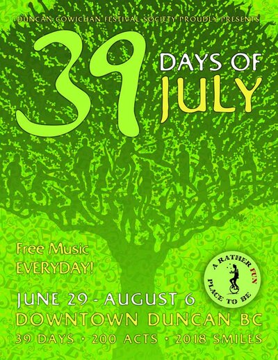 Music in the Park Daily:  Homeless Harold, Alisha Ditta Baker, Dale J. Manason, Terry Wicks Band, Lindy, Brock Meades (Trio), Eli West, Soul Shakers @ Charles Hoey Memorial Park - Buckerfields Stage - Jul 22, 2018